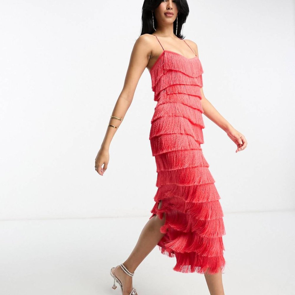 ASOS Hot Pink Fringe Dress